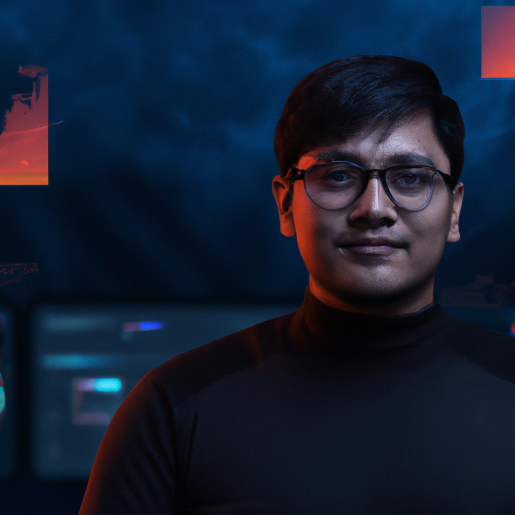 Analista de datos con gráficos de dashboard de fondo